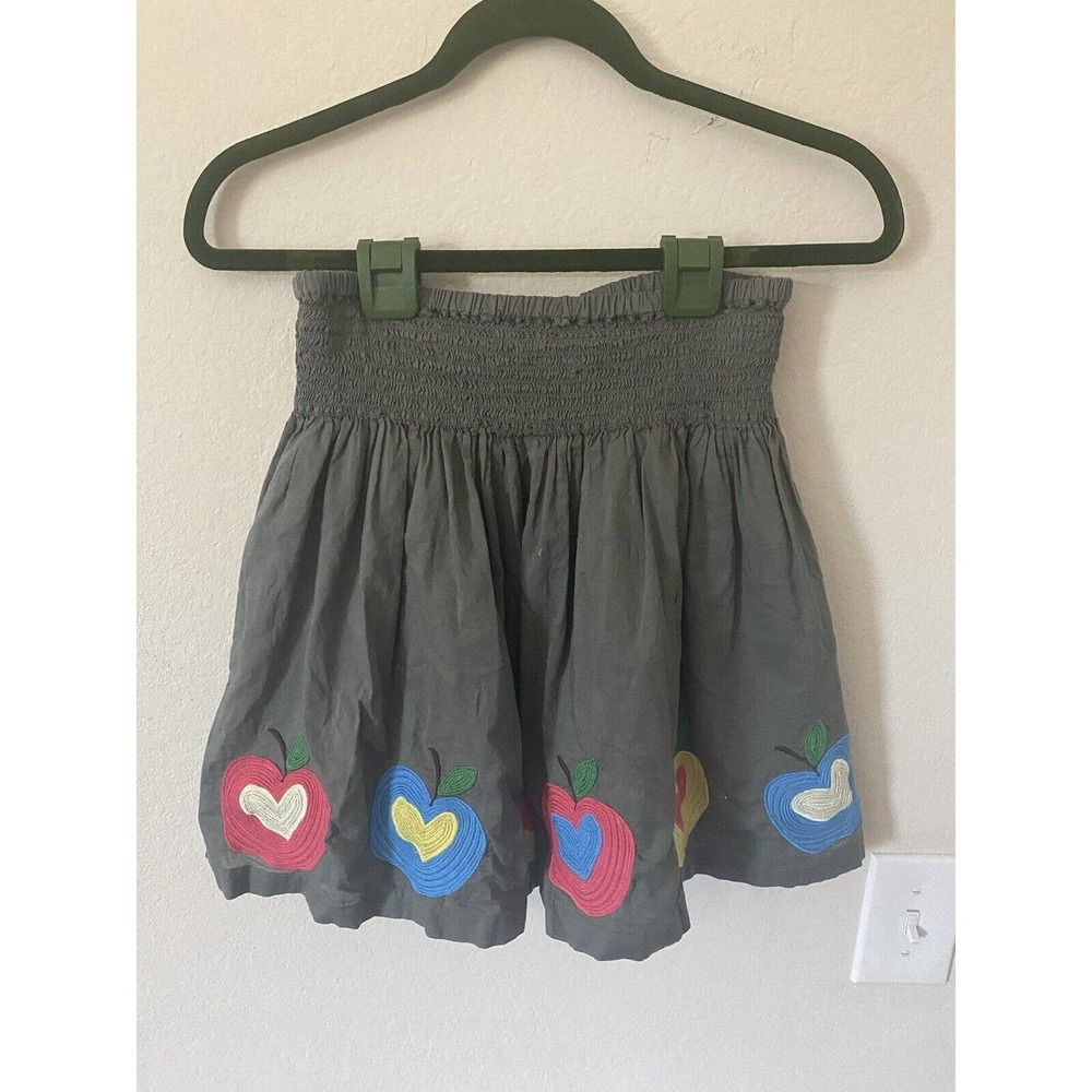 Mini Boden girls 13-14Y skirt olive green with heart-apple trim